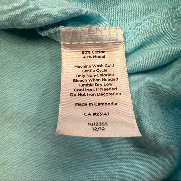 Talbots Lace Neckline Tee Aqua Blue Womens Petite Small - Picture 5 of 5